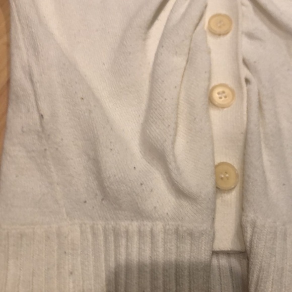 BCBG Maxazria short sleeve rouged button off white sweater - Picture 4 of 6